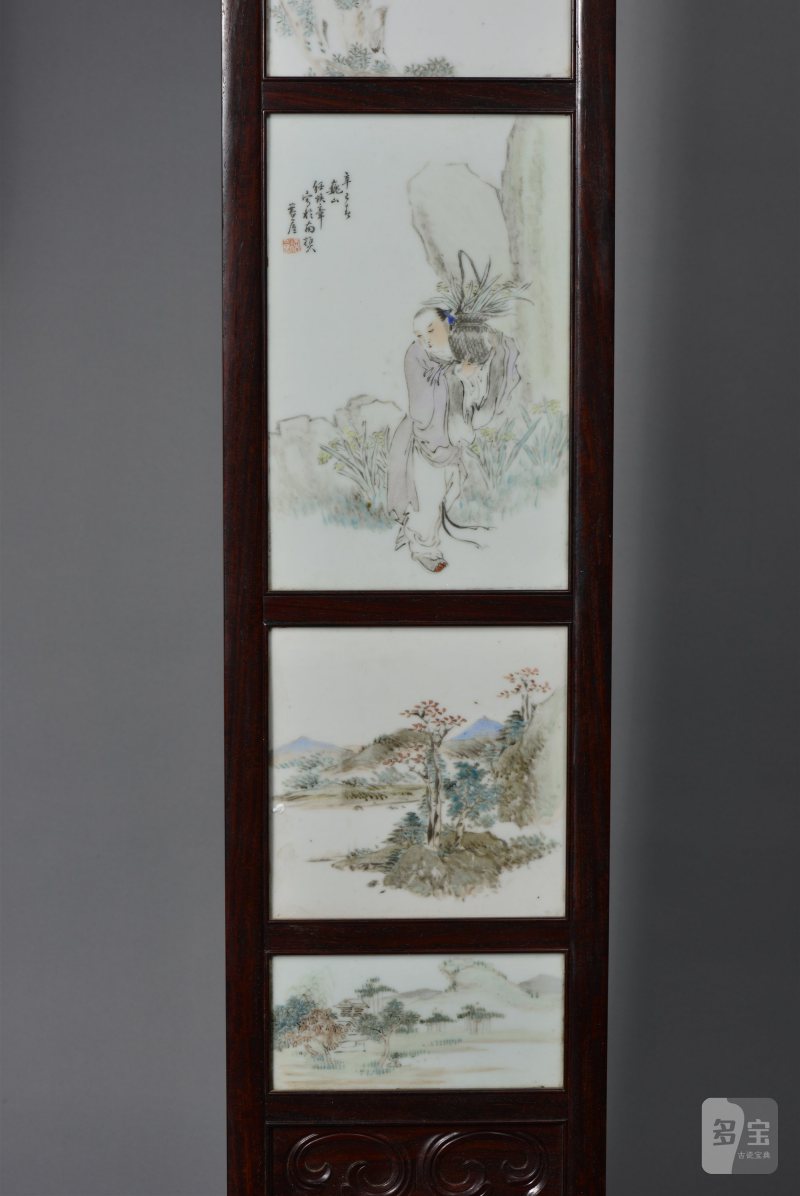 清光绪 任焕章浅绛彩山水人物花鸟八条屏 - 图14